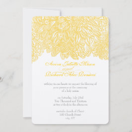 ヴィンテージフローラキク灰色と黄色 招待状