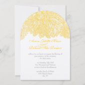ヴィンテージフローラキク灰色と黄色 招待状 (正面)