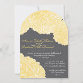 ヴィンテージフローラキク灰色と黄色 招待状 (正面)