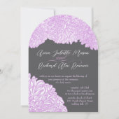 ヴィンテージフローラキク結婚ラベンダー 招待状 (正面)