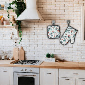 ヴィンテージフローラキッチンセット – ポスホルダー&オーブンミット 鍋つかみ&鍋敷きセット