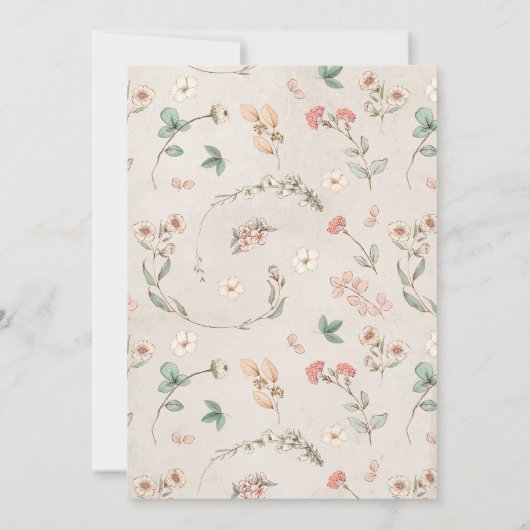 ヴィンテージフローラキツネボーイベビーシャワー 招待状 (裏面)