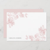 ヴィンテージフローラクラシック赤面ピンク ノートカード (正面/裏面)