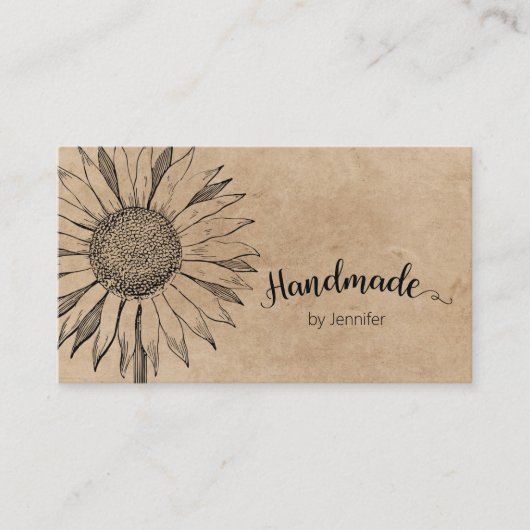 ヴィンテージフローラクラフトミニマリストハンドメイド 名刺 (正面)