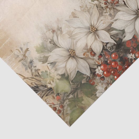 ヴィンテージフローラクリスマスウィンターエフェメラ熟成 薄葉紙 (詳細)