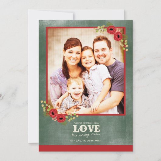 ヴィンテージフローラクリスマスフォトカードシャルボード シーズンカード (正面)