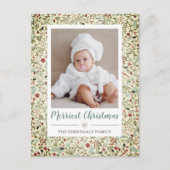 ヴィンテージフローラクリスマスホリデーパターン写真 ポストカード (正面)