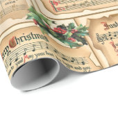 ヴィンテージフローラクリスマスミュージックアンティークの巻物 ラッピングペーパー (ロールコーナー)