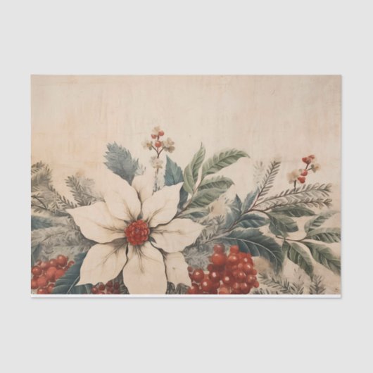ヴィンテージフローラクリスマス冬期動揺して 薄葉紙 (正面)