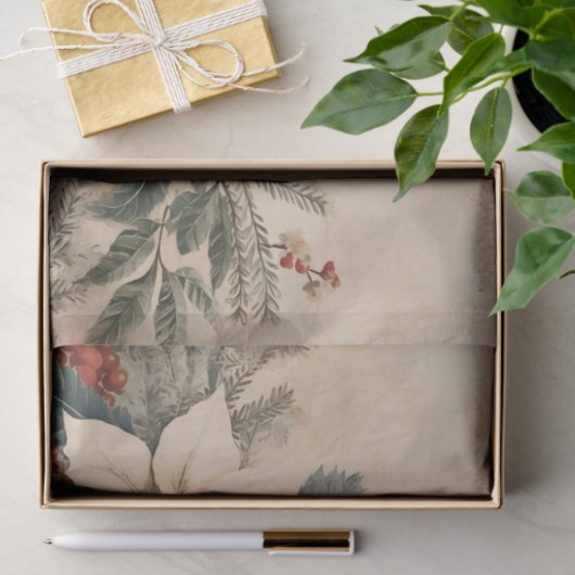 ヴィンテージフローラクリスマス冬期動揺して 薄葉紙 (ギフト)