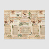 ヴィンテージフローラクリスマス音楽オンオールドパーチメント 薄葉紙 (正面)