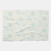 ヴィンテージフローラクリームとライトブルー キッチンタオル (横)