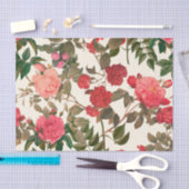 ヴィンテージフローラクリームピンクローズガーデン 薄葉紙 (クラフト)