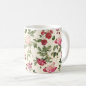 ヴィンテージフローラクリームピンクローズ コーヒーマグカップ (正面右)