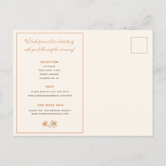 ヴィンテージフローラクリームブロッサム招待状はがき ポストカード (裏面)