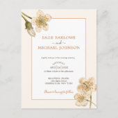 ヴィンテージフローラクリームブロッサム招待状はがき ポストカード (正面)