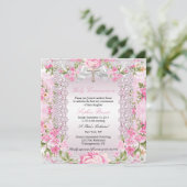 ヴィンテージフローラクロスファースト聖餐式ピンクB 招待状 (スタンド正面)
