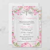 ヴィンテージフローラクロス第1コミューションピンク 招待状 (正面)