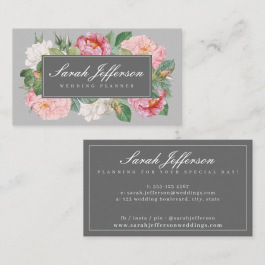 ヴィンテージフローラグエレガントレープロフェッショナル 名刺 (正面/裏面)