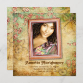 ヴィンテージフローラグランジの卒業発表 招待状 (正面/裏面)