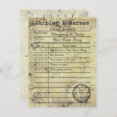 ヴィンテージフローラグランジライブラリカード日付の保存 案内ポストカード (正面/裏面)