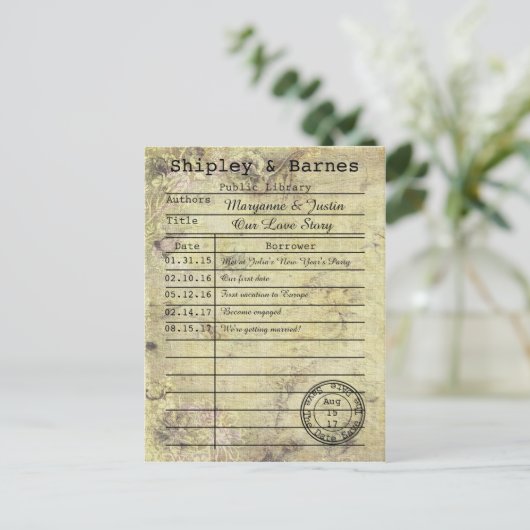 ヴィンテージフローラグランジライブラリカード日付の保存 案内ポストカード (スタンド正面)