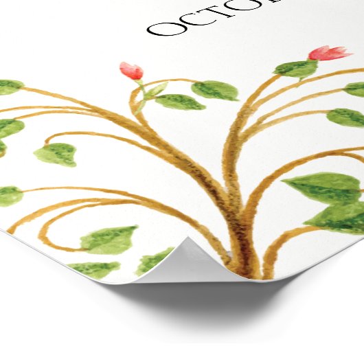 ヴィンテージフローラグリーナリースワンベビーシャワーウェルカム ポスター (角)