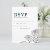 ヴィンテージフローラグリーンウェディングRSVPカード 出欠カード (スタンド正面)