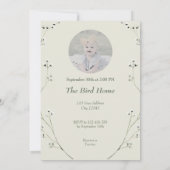 ヴィンテージフローラグリーンストーク写真ベビーシャワー 招待状 (裏面)