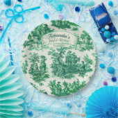 ヴィンテージフローラグリーントイレジョイブライダルシャワー、 ペーパープレート (パーティー)