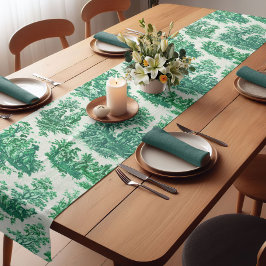 ヴィンテージフローラグリーントイレジョイ ショートテーブルランナー