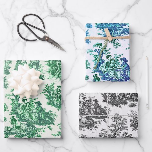 ヴィンテージフローラグリーントイレジョイ ラッピングペーパーシート (正面)