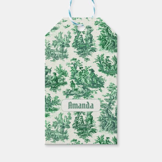 ヴィンテージフローラグリーントイレジョウモノグラム ギフトタグ (正面)