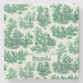 ヴィンテージフローラグリーントイレジョウモノグラム ストーンコースター