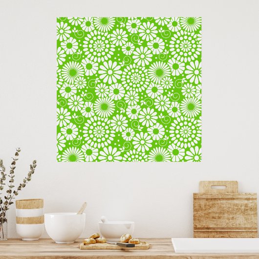 ヴィンテージフローラグリーンポスター ポスター (キッチン)