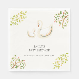 ヴィンテージフローラグリーンリースワンベビーシャワー スタンダードランチョンナプキン