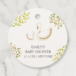 ヴィンテージフローラグリーンリースワンベビーシャワー フェイバータグ