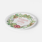 ヴィンテージフローラグリーン&ピンク多肉質 | 結婚s ペーパープレート (アングル)