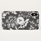 ヴィンテージフローラグレイ及びモノグラム付き白プリント Case-Mate iPhoneケース (裏面(横))