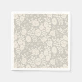 ヴィンテージフローラグレーホワイトブライダルシャワー スタンダードカクテルナプキン (正面)