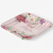 ヴィンテージフローラコケットピンクボウブライダルシャワー ペーパープレート (傾斜あり)