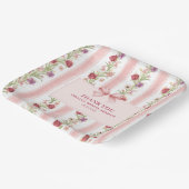 ヴィンテージフローラコケットピンクボウブライダルシャワー ペーパープレート (傾斜あり)