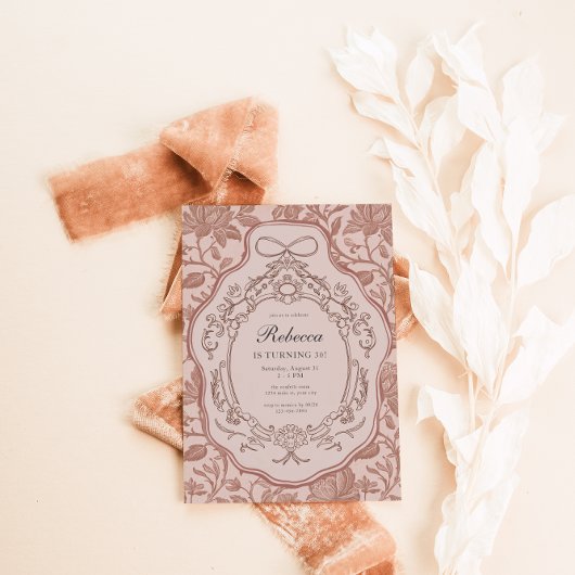 ヴィンテージフローラコケット大人誕生日 招待状