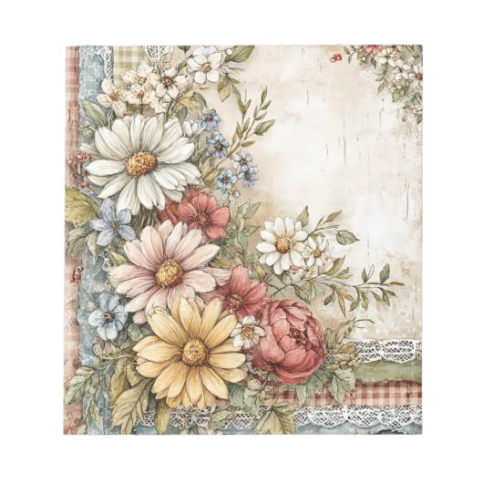 ヴィンテージフローラコテージ家文房具 ノートパッド (正面)