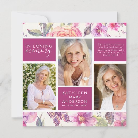 ヴィンテージフローラコラージュ葬儀悔やみや弔慰 サンキューカード (正面)