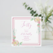 ヴィンテージフローラコーナー装飾誕生日 招待状 (スタンド正面)