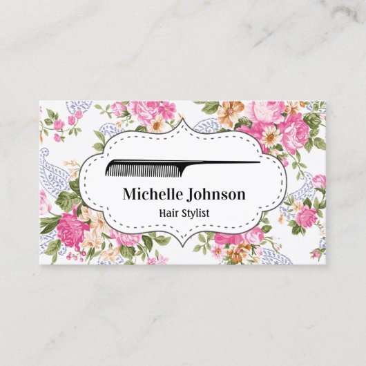 ヴィンテージフローラコームヘアサロンヘアスタイリスト 名刺 (正面)