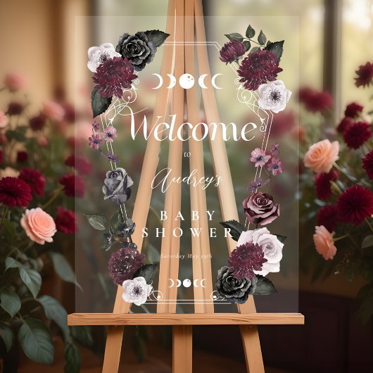 ヴィンテージフローラゴシックハロウィーンベビーシャワーウェルカム アクリルサイン