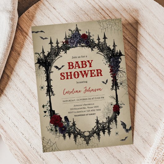 ヴィンテージフローラゴシックベビーシャワー 招待状