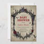 ヴィンテージフローラゴシックベビーシャワー 招待状 (正面)